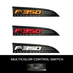 RECON-264286BK-Ford-LED-F-350-2011-2016-White-Red-Amber-Emblems-Illuminated-Side