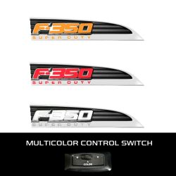 RECON-264286CH-Ford-LED-F-350-2011-2016-White-Red-Amber-Emblems-Illuminated-Side